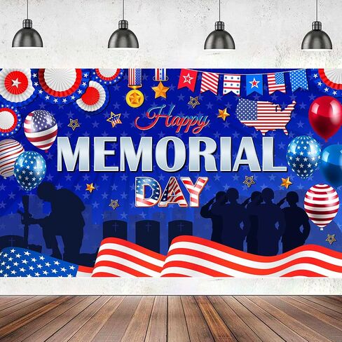 Memorial Day Party Decorations, Large 71'' x 43'' Memorial Day Decorations Banner, Memorial Day Decor Memorial Day Backdrop, Memorial Day Decorations for Office Home Photography in Saudi Arabia