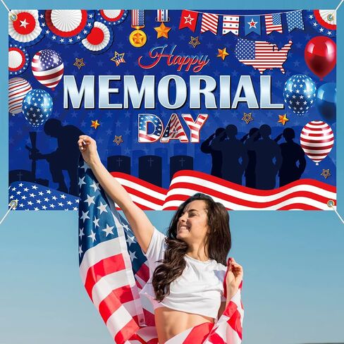 Memorial Day Party Decorations, Large 71'' x 43'' Memorial Day Decorations Banner, Memorial Day Decor Memorial Day Backdrop, Memorial Day Decorations for Office Home Photography in Saudi Arabia