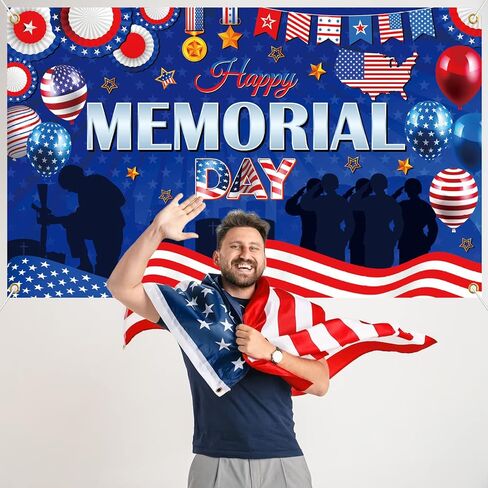Memorial Day Party Decorations, Large 71'' x 43'' Memorial Day Decorations Banner, Memorial Day Decor Memorial Day Backdrop, Memorial Day Decorations for Office Home Photography in Saudi Arabia