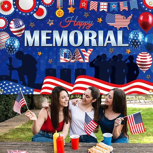 Memorial Day Party Decorations, Large 71'' x 43'' Memorial Day Decorations Banner, Memorial Day Decor Memorial Day Backdrop, Memorial Day Decorations for Office Home Photography in Saudi Arabia
