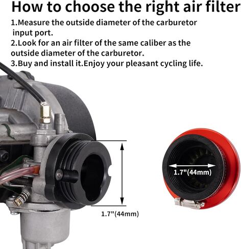 44mm Motorcycle Air Filter For 2 Stroke Dirt Bike 43cc 47cc 49cc 150cc 200cc 250cc GY6 Engines Mini Motor ATV Scooter Go Kart Quad Moped Baja,Universal Mini Bike Filter Red (black) in Saudi Arabia