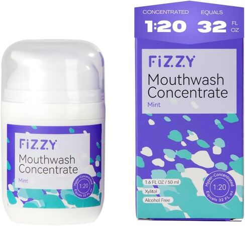 غسول الفم المركز بحجم مناسب للسفر | 20x مركز، يساوي 32 أونصة سائلة و70 استخدامًا | خالي من الكحول والفلورايد، للأطفال والكبار | إكسيليتول، زيت جوز الهند وزيت شجرة الشاي، الصبار | نعناع in Kuwait