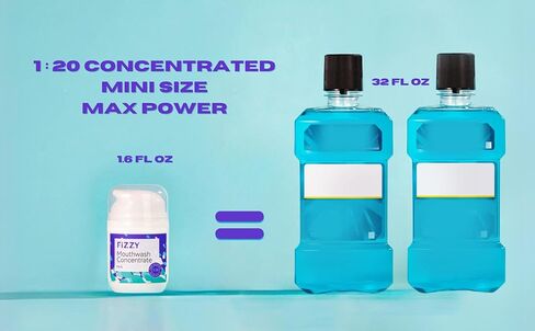 غسول الفم المركز بحجم مناسب للسفر | 20x مركز، يساوي 32 أونصة سائلة و70 استخدامًا | خالي من الكحول والفلورايد، للأطفال والكبار | إكسيليتول، زيت جوز الهند وزيت شجرة الشاي، الصبار | نعناع in Kuwait