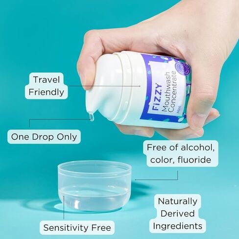 غسول الفم المركز بحجم مناسب للسفر | 20x مركز، يساوي 32 أونصة سائلة و70 استخدامًا | خالي من الكحول والفلورايد، للأطفال والكبار | إكسيليتول، زيت جوز الهند وزيت شجرة الشاي، الصبار | نعناع in Kuwait