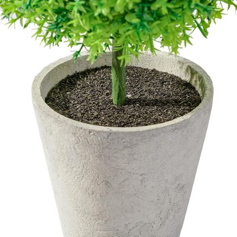 MyGift 14.8 Inch Light Green Artificial Boxwood Topiary Trees - Decorative Faux Indoor Plants in Gray Paper Pulp Planter Pots in Saudi Arabia