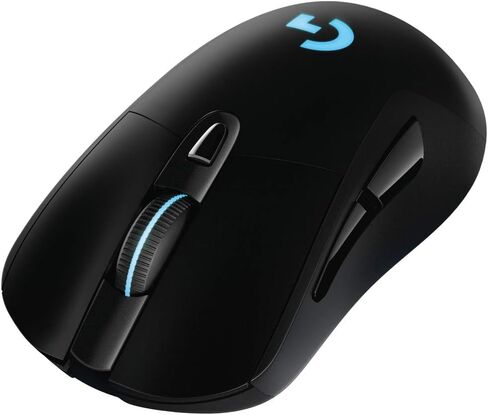 ماوس الألعاب اللاسلكي Logitech G703 Lightspeed Pro-Grade، 16,000 نقطة في البوصة، RGB، أوزان قابلة للتعديل، 6 أزرار قابلة للبرمجة، ذاكرة على اللوحة، عمر بطارية طويل، جهاز الكمبيوتر/Mac - أسود (تغليف ألماني) in Kuwait