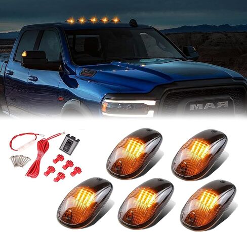 5 × أضواء سقف الكابينة عدسة دخان بيضاء LED متوافقة مع 2003-2019 دودج رام 1500 2500 3500 4500 5500 شاحنات بيك اب مع حزمة الأسلاك، مصابيح تشغيل واضحة للعلامات العلوية، مجموعات إضاءة الملحقات in Kuwait