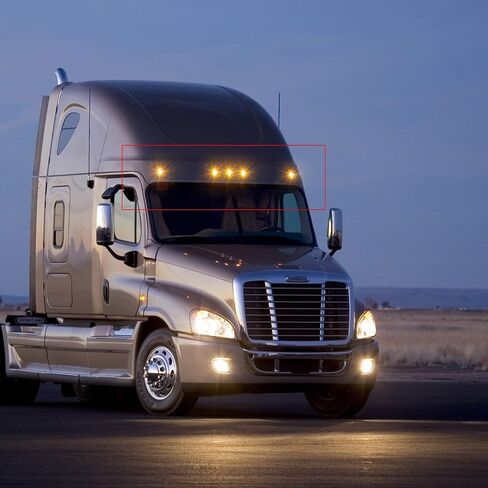 Xotic Tech 5 قطع من مصابيح LED لسقف السيارة العلوي ومصابيح LED بديلة مباشرة، متوافقة مع Freightliner Cascadia 2008-2021 (عدسة مدخنة العنبر 6-SMD) in Kuwait