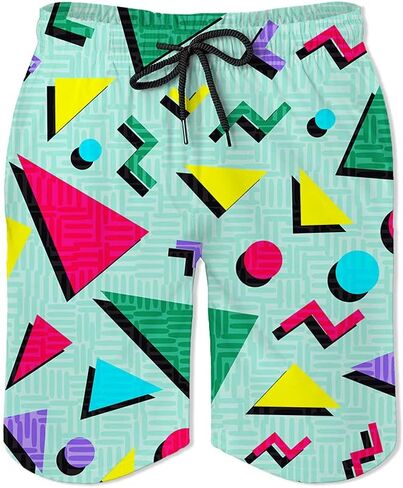 شورت سباحة على الشاطئ من الثمانينيات والتسعينيات للرجال، هيب هوب الهيب هوب في الثمانينيات والتسعينيات مع طبعات مربعات النمر والحمار الوحشي in Kuwait