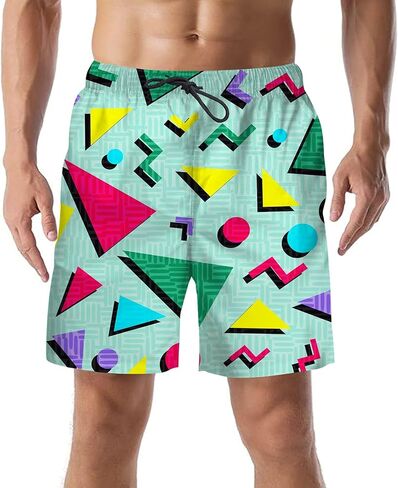 شورت سباحة على الشاطئ من الثمانينيات والتسعينيات للرجال، هيب هوب الهيب هوب في الثمانينيات والتسعينيات مع طبعات مربعات النمر والحمار الوحشي in Kuwait