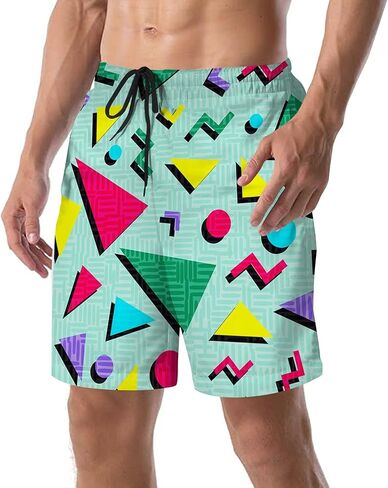 شورت سباحة على الشاطئ من الثمانينيات والتسعينيات للرجال، هيب هوب الهيب هوب في الثمانينيات والتسعينيات مع طبعات مربعات النمر والحمار الوحشي in Kuwait