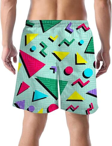 شورت سباحة على الشاطئ من الثمانينيات والتسعينيات للرجال، هيب هوب الهيب هوب في الثمانينيات والتسعينيات مع طبعات مربعات النمر والحمار الوحشي in Kuwait