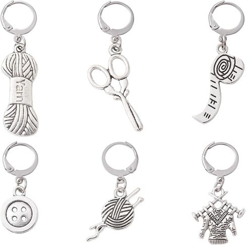 Stiesy الخياطة موضوع الكروشيه غرزة علامة 6 أنماط الفضة التبتية القابلة للإزالة الكروشيه غرزة علامة السحر للحياكة النسيج الخياطة اكسسوارات المجوهرات المصنوعة يدويا in Kuwait