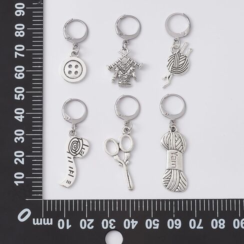 Stiesy الخياطة موضوع الكروشيه غرزة علامة 6 أنماط الفضة التبتية القابلة للإزالة الكروشيه غرزة علامة السحر للحياكة النسيج الخياطة اكسسوارات المجوهرات المصنوعة يدويا in Kuwait