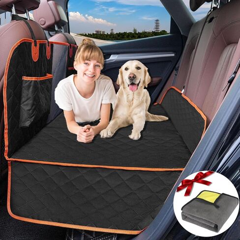 Back Seat Extender for Dogs & Dog Car Seat Cover with Hard Bottom,Non-Inflatable Car Bed-Supports up to 330lbs-Waterproof Dog Hammock for Camping & Travel, Compatible with Cars, SUVs in Saudi Arabia