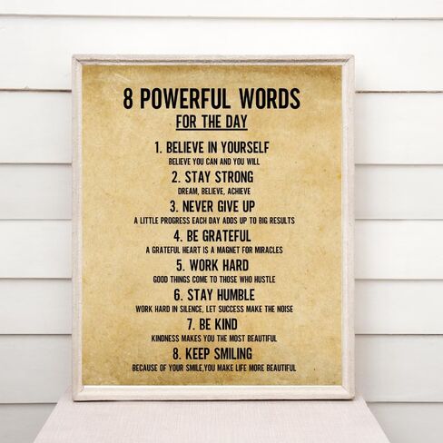 Wowsweet-8 كلمات قوية لليوم ملصق لوحة فنية جدارية من القماش، ملصقات تحفيزية، فن جداري ملهم، اقتباسات لديكور الحائط، فن جداري تحفيزي، ديكور جدار ملهم غير مؤطر (8X10 بوصة) in Kuwait