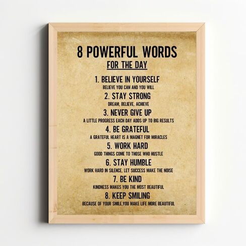 Wowsweet-8 كلمات قوية لليوم ملصق لوحة فنية جدارية من القماش، ملصقات تحفيزية، فن جداري ملهم، اقتباسات لديكور الحائط، فن جداري تحفيزي، ديكور جدار ملهم غير مؤطر (8X10 بوصة) in Kuwait