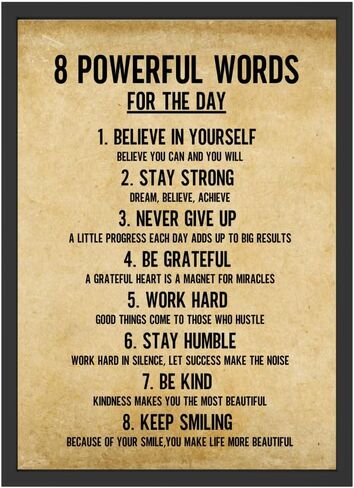 Wowsweet-8 كلمات قوية لليوم ملصق لوحة فنية جدارية من القماش، ملصقات تحفيزية، فن جداري ملهم، اقتباسات لديكور الحائط، فن جداري تحفيزي، ديكور جدار ملهم غير مؤطر (8X10 بوصة) in Kuwait