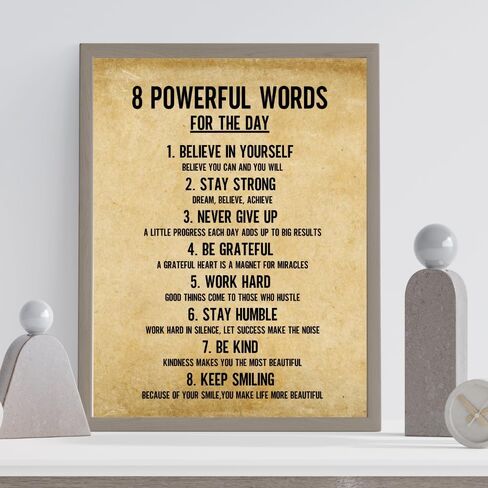 Wowsweet-8 كلمات قوية لليوم ملصق لوحة فنية جدارية من القماش، ملصقات تحفيزية، فن جداري ملهم، اقتباسات لديكور الحائط، فن جداري تحفيزي، ديكور جدار ملهم غير مؤطر (8X10 بوصة) in Kuwait