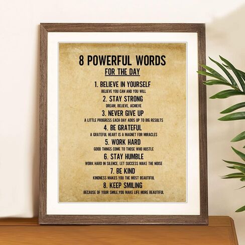 Wowsweet-8 كلمات قوية لليوم ملصق لوحة فنية جدارية من القماش، ملصقات تحفيزية، فن جداري ملهم، اقتباسات لديكور الحائط، فن جداري تحفيزي، ديكور جدار ملهم غير مؤطر (8X10 بوصة) in Kuwait