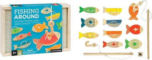 Petit Collage Fishing Around Wooden Game – Cute Kids Fishing Game for Ages 3+, Ideal for 2-4 Players – Fun Learning Game Promotes Color Recognition and Hand-Eye Coordination in Saudi Arabia