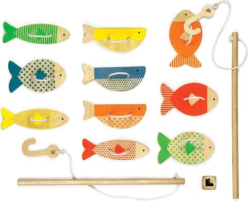 Petit Collage Fishing Around Wooden Game – Cute Kids Fishing Game for Ages 3+, Ideal for 2-4 Players – Fun Learning Game Promotes Color Recognition and Hand-Eye Coordination in Saudi Arabia