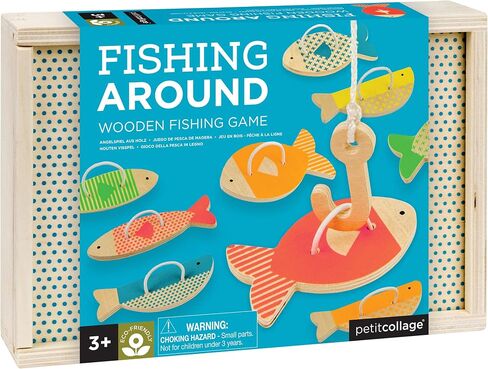 Petit Collage Fishing Around Wooden Game – Cute Kids Fishing Game for Ages 3+, Ideal for 2-4 Players – Fun Learning Game Promotes Color Recognition and Hand-Eye Coordination in Saudi Arabia