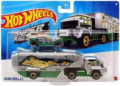 Hot Wheels Super Rigs Bank Roller (Green/Silver), Diecast Hauler and Vehicle Set in Saudi Arabia