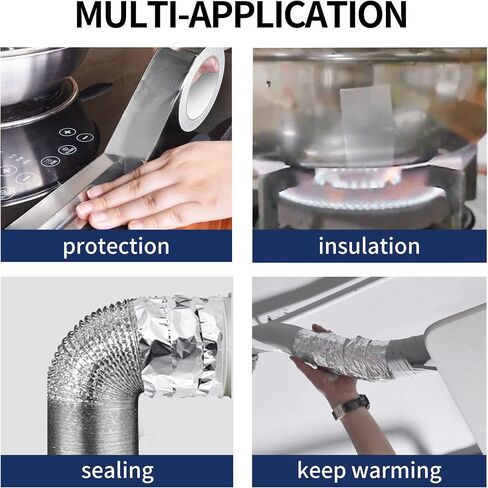 Aluminum Foil Tape, Aluminum Air Duct Tape, Withstand 80°C to 100°C, Heat Resistant Tape Insulation Tape for HVAC, Sealing & Patching, Metal Repair, 4inch x 50yard in Kuwait