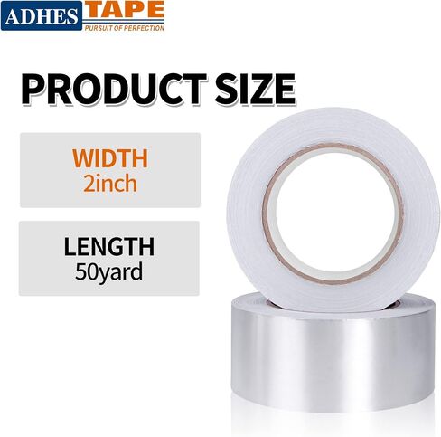 Aluminum Foil Tape, Aluminum Air Duct Tape, Withstand 80°C to 100°C, Heat Resistant Tape Insulation Tape for HVAC, Sealing & Patching, Metal Repair, 4inch x 50yard in Kuwait