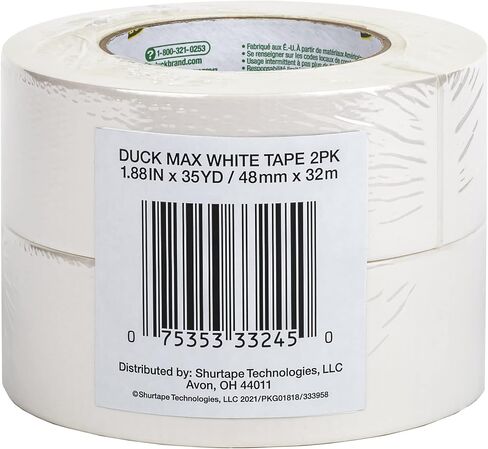 شريط لاصق بقوة قصوى من Duck Brand، أبيض، عبوة لفة واحدة، 1.88 بوصة × 35 ياردة، 240866 in Saudi Arabia