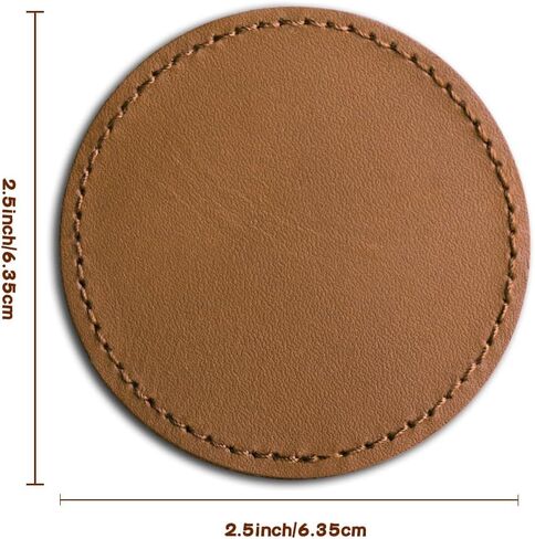 Brown Blank Cow Real Leather Patch Label with Adhesive,Custom Laser Engraving,UV Printing,Emboss,Deboss Genuine Leather,Iron on,Heat Press,Sewing Repair Leather Hat Patches Tag (Round) in Saudi Arabia
