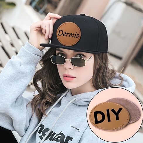 Brown Blank Cow Real Leather Patch Label with Adhesive,Custom Laser Engraving,UV Printing,Emboss,Deboss Genuine Leather,Iron on,Heat Press,Sewing Repair Leather Hat Patches Tag (Round) in Saudi Arabia