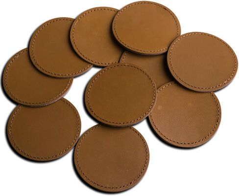 Brown Blank Cow Real Leather Patch Label with Adhesive,Custom Laser Engraving,UV Printing,Emboss,Deboss Genuine Leather,Iron on,Heat Press,Sewing Repair Leather Hat Patches Tag (Round) in Saudi Arabia