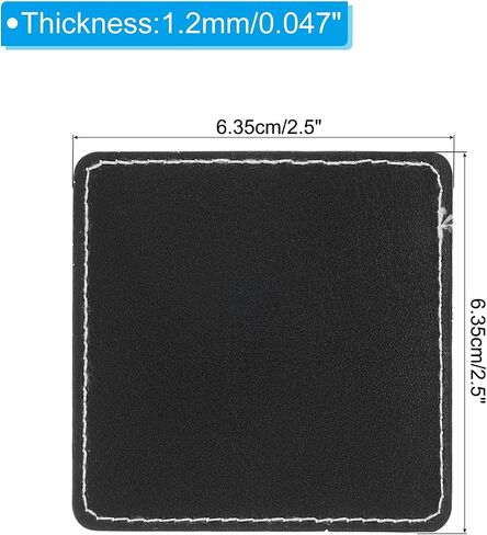 PATIKIL 2.5 "× 2.5" بو الجلود قبعة بقع مع لاصق، 20 جهاز كمبيوتر شخصى مربع بقع مخصصة فارغة للقبعات، إصلاح النسيج خياطة لوازم الليزر، أكياس الملابس DIY، أسود in Saudi Arabia
