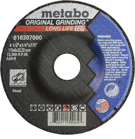 Metabo 616307000 4-1/2" x 1/4" A24R نوع 27 عجلات طحن مركزية مضغوطة 50 حزمة in Kuwait