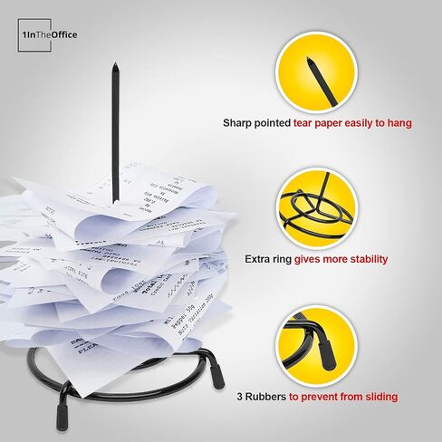 1InTheOffice Wire Receipt Spindle, Black Receipt Holder, 4 Pack (Black.) in Saudi Arabia