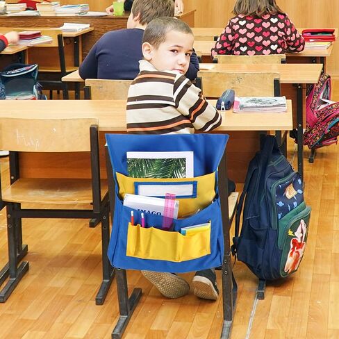 12 Pieces Chairback Pockets Chart, 6 Bright Color Seat Storage Organizer for Kids School Supplies with 6 Pockets Keeps Students Organized and Classrooms Neat, 15.5 x 19 Inch (Bright Color) in Saudi Arabia