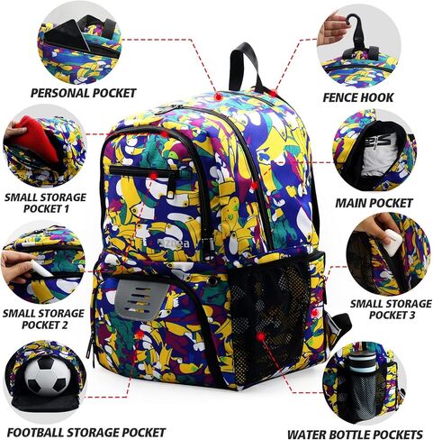 ZOEA Youth Soccer Bags - Boys Girls Backpack for Soccer, Basketball & Football & Volleyball with Ball Compartment in Kuwait