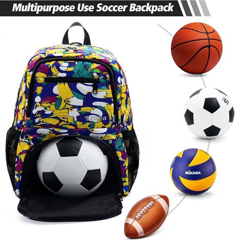 ZOEA Youth Soccer Bags - Boys Girls Backpack for Soccer, Basketball & Football & Volleyball with Ball Compartment in Kuwait