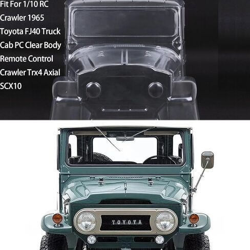 هيكل شفاف لسيارة زاحفة RC 1/10، 1965 Toyota FJ40 Truck Cab PC هيكل شفاف مناسب لـ 1/10 RC Crawler Axial SCX10 TRX4 YIKONG 4102 RGT 86100 Redcat GEN8 DIY in Kuwait