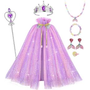 Princess Dress Up for Girls 3 4 5 6 7 8, Toddler Clothes Playset with Cape, Crown, Wand & Jewelry, Kids Costume Toys for Birthday Gift in Saudi Arabia