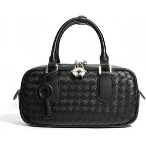 Luxury Woven Real Leather Handbag for women, Small Doctor shoulder Bag,women's BAG, Blue and Black in Saudi Arabia