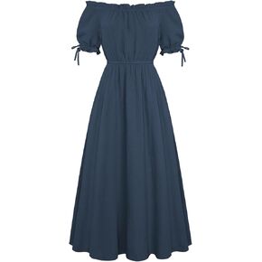 Scarlet Darkness Renaissance Costume Women Puff Short Sleeve Summer Maxi Dress in Kuwait