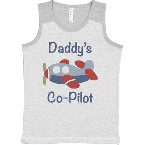 7 أكلت 9 ملابس أطفال Daddy's Co-Pilot Airplane Light Gray Tank Top in Kuwait
