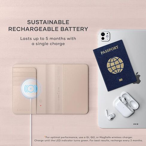 حامل جواز سفر Satechi للسفر مع Find My، غطاء جواز السفر مع 4 حامل بطاقات، شحن لاسلكي، وحماية RFID - حامل جواز سفر من الجلد النباتي الأساسي للسفر in Saudi Arabia