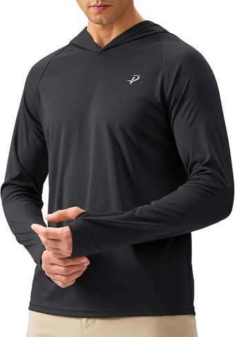 Pudolla Men's Sun Protection Hoodie Shirts UPF 50+ Rash Guard SPF Long Sleeve Fishing Shirt for Men Swim Hiking Boating in Kuwait