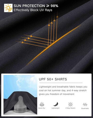 Pudolla Men's Sun Protection Hoodie Shirts UPF 50+ Rash Guard SPF Long Sleeve Fishing Shirt for Men Swim Hiking Boating in Kuwait