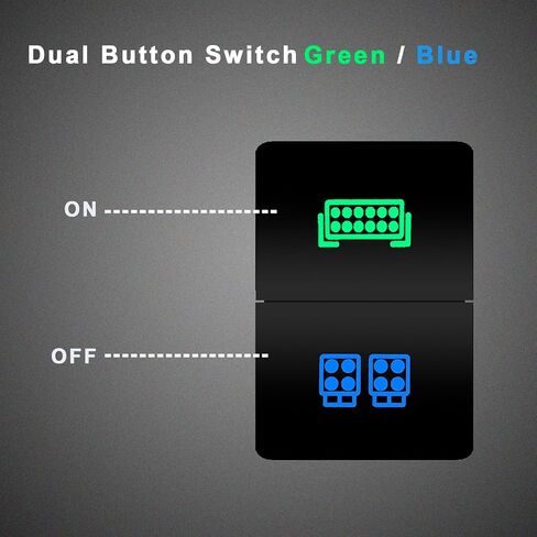 12V Led Push Switch Front Camera/Rear Camera Dual Button Green Blue Light Switch 1.28" x 0.87" for Toyota Landcruiser Prado150 200 HiAce 4Runner Camry Corolla Kluger in Saudi Arabia
