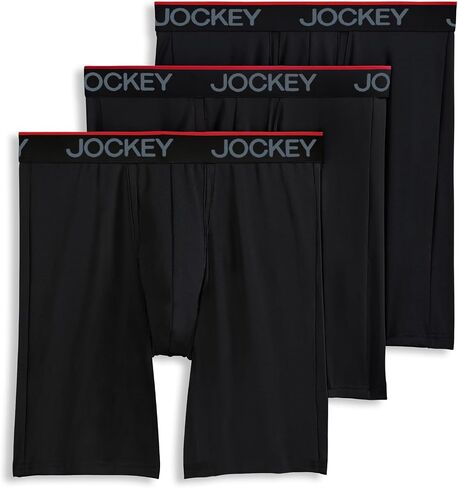 Jockey Men's Underwear Chafe Proof Pouch Microfiber 8.5" Long Leg Boxer Brief - 3 Pack, Black Night, XL in Saudi Arabia